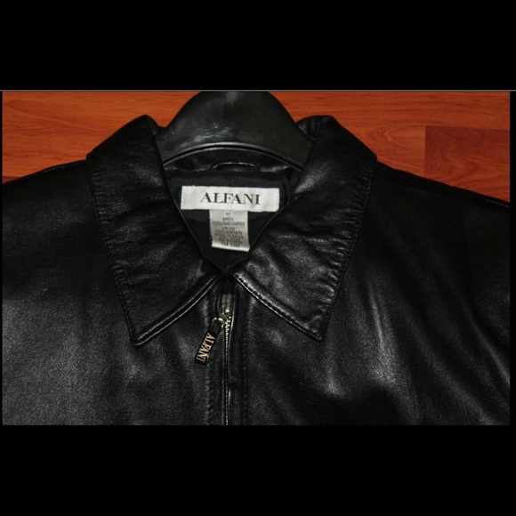 ALFANI Black Genuine Lamb Leather Coat/Jacket